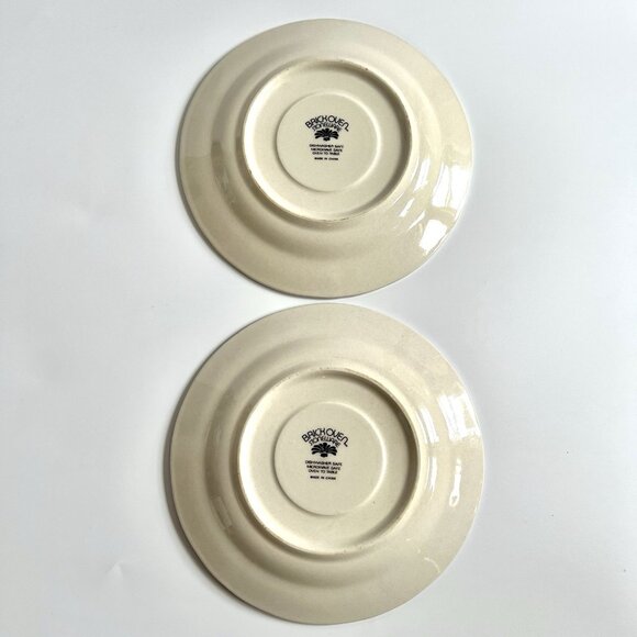 Vintage Brick Oven Stoneware Saucer Aunt Rhody Blue Goose Set Of 2 Plates 6.5" - Picture 7 of 9